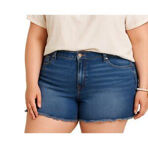 Old Navy Mid‎ Rise Distressed Hem Denim Shorts Womens Size 26 Blue Jean Cutoffs